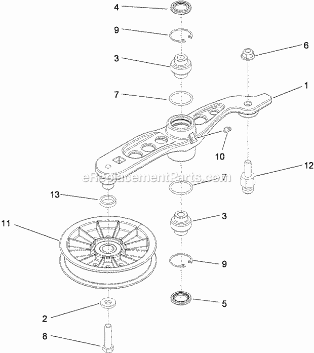 Pump Idler Assembly No. 116-1185 Diagram and Parts List for 74921 290000001-290999999 Toro Lawn Mower