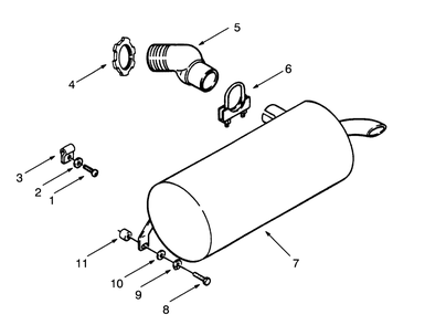 Muffler Diagram and Parts List for 73320 3900001 - 3999999 Toro Lawn Tractor