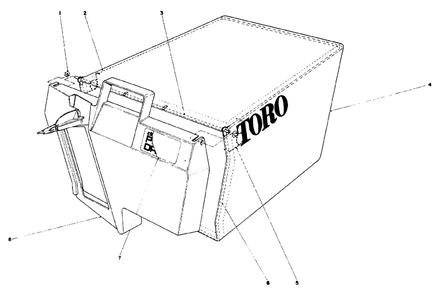 Grass Bag Assembly Diagram and Parts List for 10502 1000001 - 1999999 Toro Lawn Mower