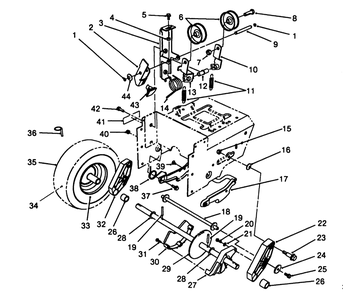Traction Drive Assembly Diagram and Parts List for 38500 8000001 - 8999999 Toro Snow Blower