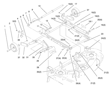 Deck Suspension Assembly Diagram and Parts List for 78358 8900001 - 8999999 Toro Lawn Mower
