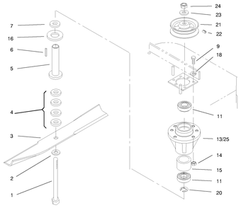 Spindles And Blades Diagram and Parts List for 30193 990001 - 990250 Toro Lawn Mower