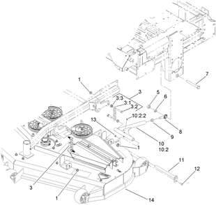 Deck Connection Assembly Diagram and Parts List for 74237CP (270000001-270999999)(2007) Toro Lawn Mower
