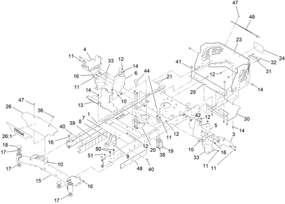 Frame Assembly Diagram and Parts List for 74890 400000000 - 412151772 Toro Lawn Tractor