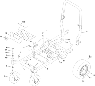Frame, Roll-Over Protection System  And Caster Assembly Diagram and Parts List for 74451 400000000-402099999 Toro Lawn Tractor