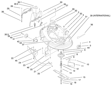 38" Deck Assembly Diagram and Parts List for 71240 9900001 - 9999999 Toro Lawn Tractor