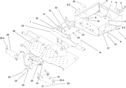 Frame Assembly Diagram and Parts List for 12004TC 260000001 - 260999999 Toro Lawn Tractor