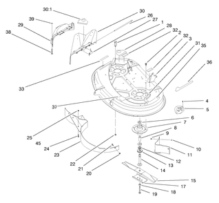 Deck Assembly (38" Cutting Unit) Diagram and Parts List for 71190 8900001 - 8999999 Toro Lawn Tractor