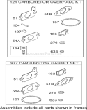 Carburetor Overhaul Kit Diagram and Parts List for 26634 280000001-280999999 - 2008 Toro Lawn Mower