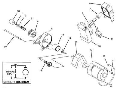 Starter Motor Assembly (Model 38196-Electric) Diagram and Parts List for 38196 5900001 - 5999999 Toro Snow Blower