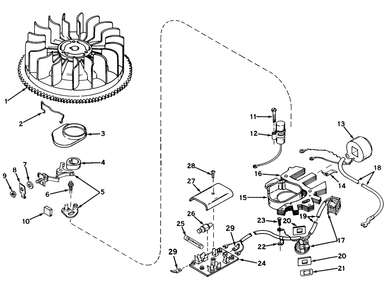 Magneto No. 610681 (Electric Start Model) Diagram and Parts List for 51060 000001 - 099999 Toro Lawn Tractor