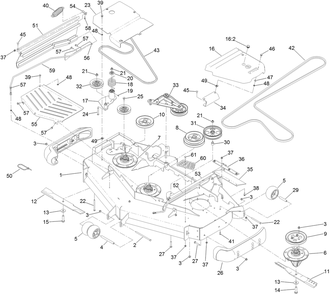 Deck Assembly Diagram and Parts List for 74942TE 402364843-404319999 Toro Lawn Tractor
