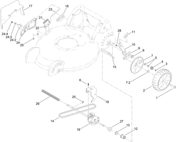 Side Discharge, Transmission And Rear Wheel Assembly Diagram and Parts List for 20897 316000001 - 316999999 Toro Lawn Mower