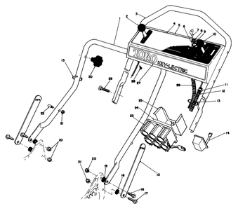 Handle Assembly Diagram and Parts List for 20628C 6000001 - 6999999 Toro Lawn Mower