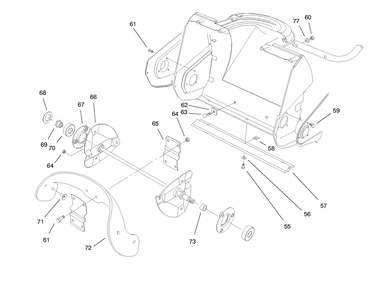 Auger Assembly Diagram and Parts List for 38171 8900001 - 8999999 Toro Snow Blower