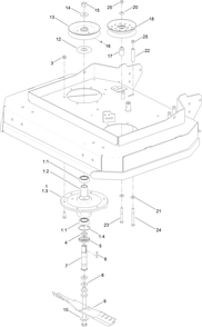 Sheave, Spindle And Blade Assembly Diagram and Parts List for 2711 316000001 - 316999999 Toro Lawn Tractor Accessories