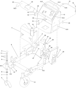 Main Frame Assembly Diagram and Parts List for 74540TE 413000000 - 417999999 Toro Lawn Tractor