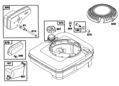Engine Briggs & Stratton Model 124707-3185-01 Diagram and Parts List for 20437 49000001 - 49999999 Toro Lawn Mower