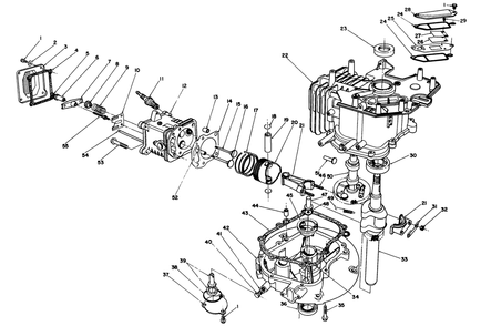 Crankcase Assembly (Model No. Vml0-5) Diagram and Parts List for 20926B 1000001 - 1999999 Toro Lawn Mower