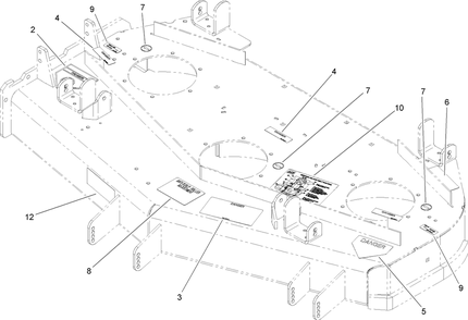 Deck Decal Assembly Diagram and Parts List for 74418 (270001001-270002000)(2007) Toro Lawn Mower