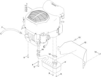 Engine And Muffler Assembly Diagram and Parts List for 76501 417260000 - 417274022 Toro Lawn Tractor
