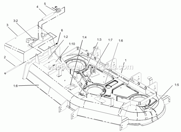Deck Assembly No. 106-5876 Diagram and Parts List for 74179 230007001-230999999 Toro Lawn Mower