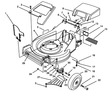 Housing Assembly Diagram and Parts List for 26640B 3900001 - 3999999 Toro Lawn Mower
