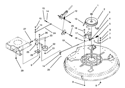 Pulley & Belt Assembly (32" Cutting Unit) Diagram and Parts List for 71200 3900001 - 3999999 Toro Lawn Tractor