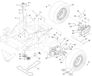 Hydro Drive System Assembly Diagram and Parts List for 74145 (313000001-313999999)(2013) Toro Lawn Mower
