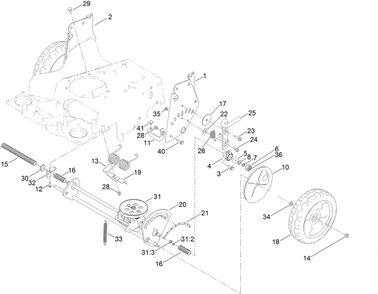 Traction And Height-Of-Cut Assembly Diagram and Parts List for 22210 402100000-403599999 Toro Lawn Mower