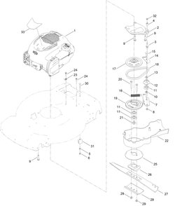 Engine And Blade Assembly Diagram and Parts List for 21772 400000000 - 409999999 Toro Lawn Mower