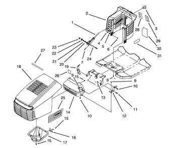 Hood Assembly Diagram and Parts List for 71180 3900001 - 3999999 Toro Lawn Tractor