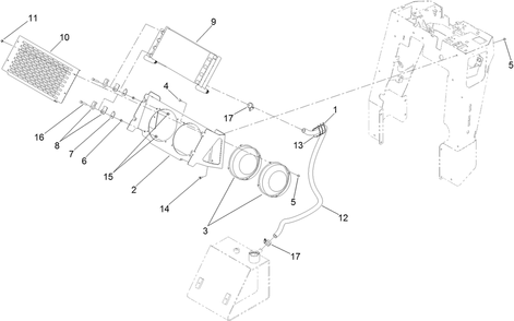Oil Cooler Assembly Diagram and Parts List for 22984 400000000 - 405599999 Toro Lawn Tractor Accessories