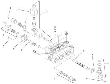 Hydraulic Valve Assembly No. 99-3069 Diagram and Parts List for 22305TE 990001 - 999999 Toro Lawn Tractor Accessories