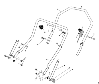 Handle Assembly Diagram and Parts List for 20103 1000001 - 1999999 Toro Lawn Mower