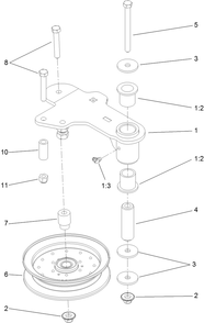 Idler Assembly Diagram and Parts List for 74141TE (312000001-312999999)(2012) Toro Lawn Mower