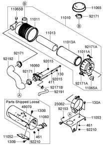 Air Filter And Muffler Assembly Diagram and Parts List for 74237CP (270000001-270999999)(2007) Toro Lawn Mower