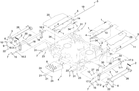 Center Deck Cover And Torsion Assembly Diagram and Parts List for 72144 413000000 - 999999999 Toro Lawn Tractor