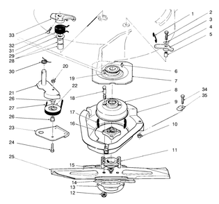 Blade Brake Clutch Assembly Diagram and Parts List for 22045B 6900001 - 6999999 Toro Lawn Mower