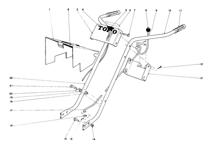 Handle Assembly Diagram and Parts List for 58210 2000001 - 2999999 Toro Tiller
