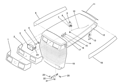 Hood Assembly Diagram and Parts List for 22-14OE01 1000001 - 1999999 Toro Lawn Tractor
