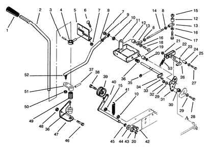Clutch, Brake Motion Control Linkage Diagram and Parts List for 73421 5901047 - 5999999 Toro Lawn Tractor