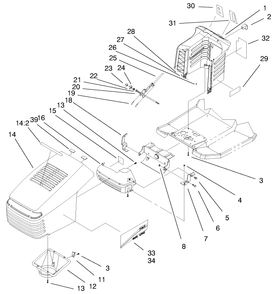 Hood & Tower Assembly Diagram and Parts List for 71209 9900001 - 9999999 Toro Lawn Tractor