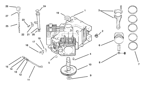 Crankcase Diagram and Parts List for 30181 69000001 - 69999999 Toro Lawn Tractor Accessories