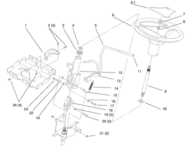 Steering Wheel And Tilt Diagram and Parts List for 72104 7900001 - 7999999 Toro Lawn Tractor