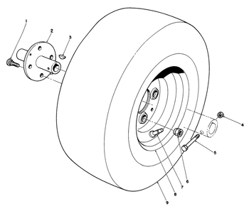 Front Wheel Assembly Diagram and Parts List for 30754 (60402-69999)(1986) Toro Lawn Tractor