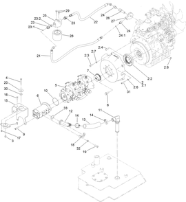 Tandem Pump And Gear Pump Assembly Diagram and Parts List for 22327HD 400414000 - 401899999 Toro Lawn Tractor Accessories