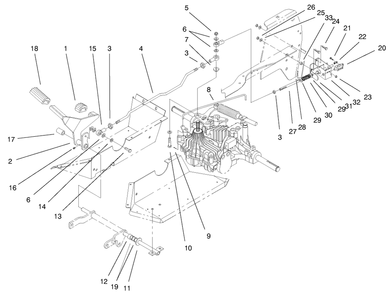Hydro Controls Assembly Diagram and Parts List for 72115 9900001 - 9999999 Toro Lawn Tractor