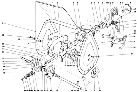 Auger Assembly Diagram and Parts List for 38056 0000001 - 0999999 Toro Snow Blower