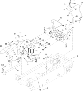 Hydraulic Pump Assembly Diagram and Parts List for 68138HD 400000000 - 403090249 Toro Lawn Tractor Accessories